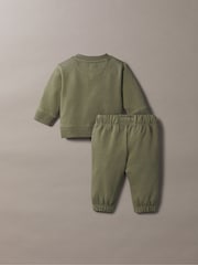 Calvin Klein Green Light Monogram Cotton Sweatshirt Set - Image 2 of 2