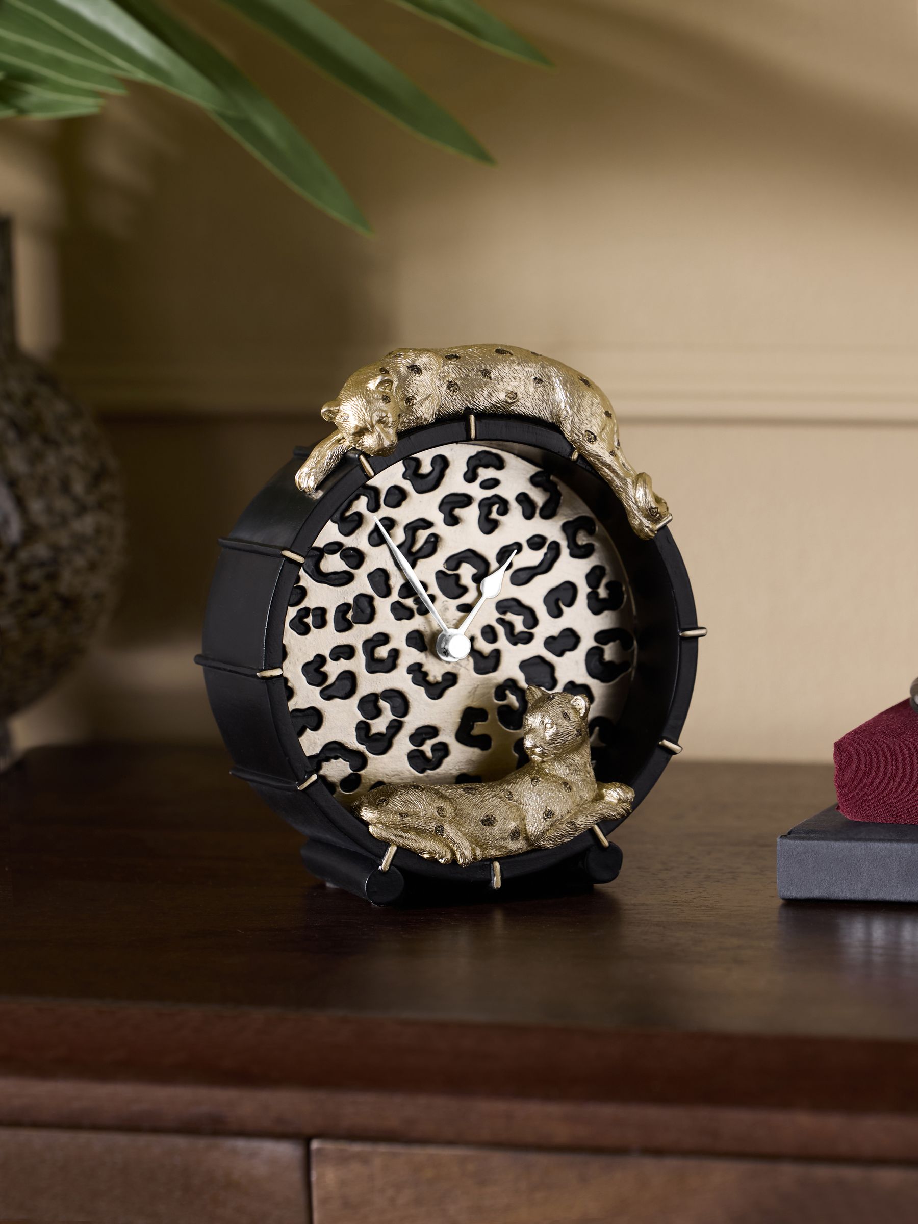 Black and Gold Leopard Mantel Clock