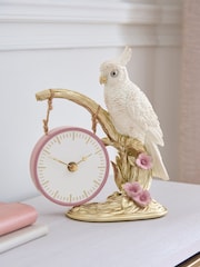 White and Gold Cockatoo Mantel Clock - Image 1 of 3