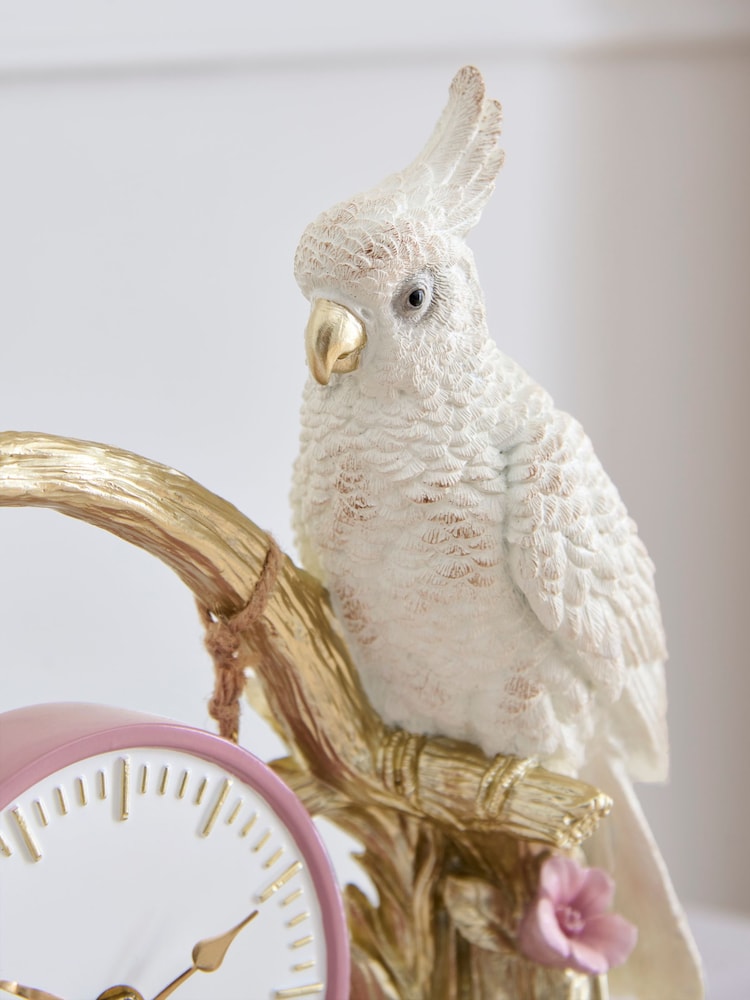 White and Gold Cockatoo Mantel Clock - Image 2 of 3
