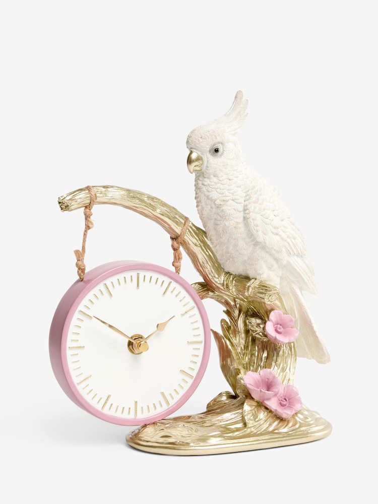 White and Gold Cockatoo Mantel Clock - Image 3 of 3