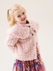 Angel & Rocket Pink Cecile Faux Fur Cape Collar Coat - Image 3 of 8