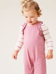 Angel & Rocket Pink Mila Frill Shoulder Dungaree And Print Bodysuit - Image 2 of 7