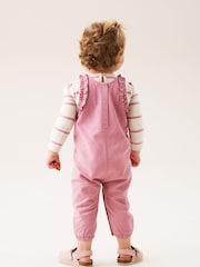 Angel & Rocket Pink Mila Frill Shoulder Dungaree And Print Bodysuit - Image 3 of 7