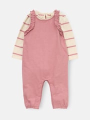 Angel & Rocket Pink Mila Frill Shoulder Dungaree And Print Bodysuit - Image 5 of 7