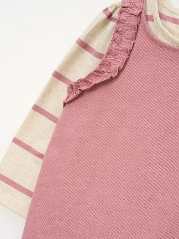 Angel & Rocket Pink Mila Frill Shoulder Dungaree And Print Bodysuit - Image 7 of 7