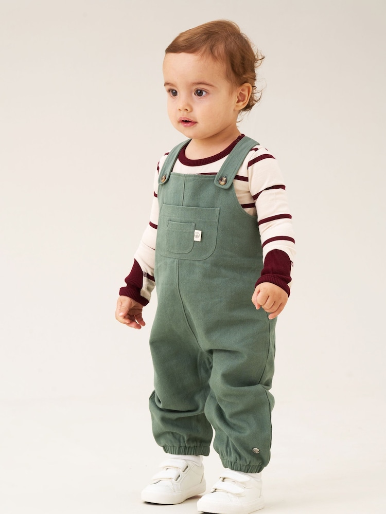 Angel & Rocket Green George Mini Twill Dungaree Set - Image 1 of 9