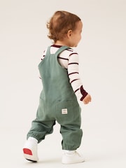 Angel & Rocket Green George Mini Twill Dungaree Set - Image 2 of 9