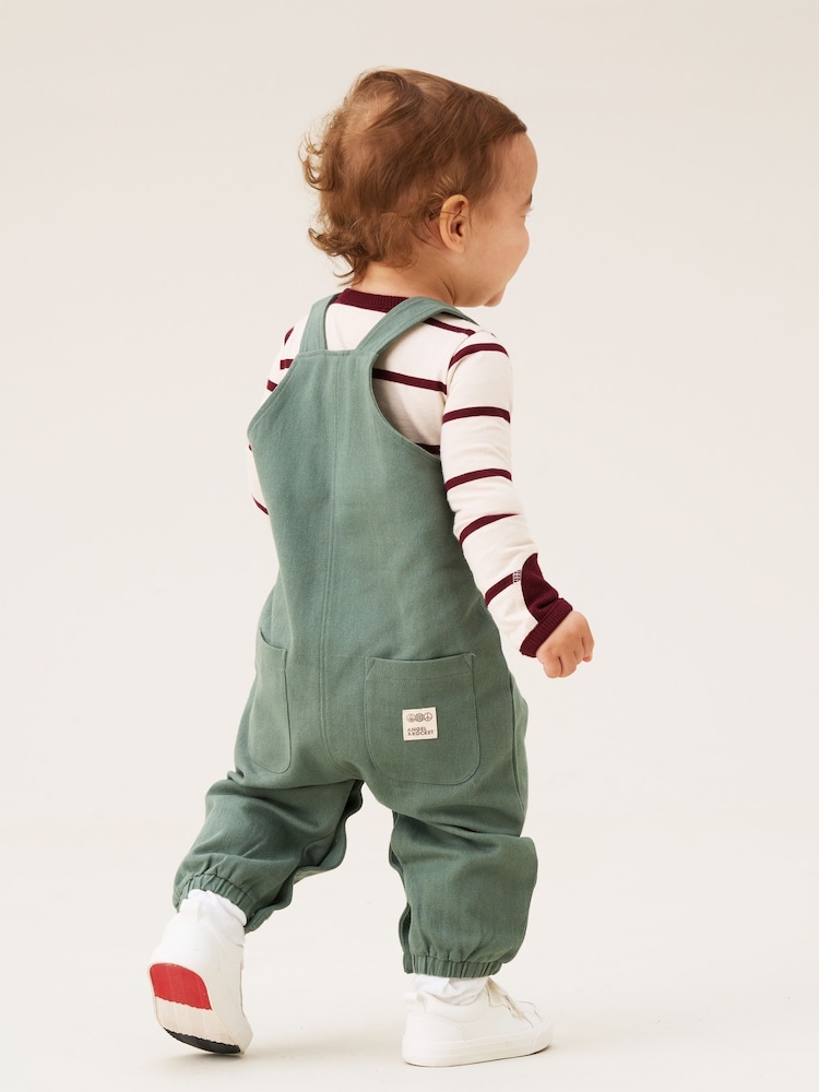 Angel & Rocket Green George Mini Twill Dungaree Set - Image 2 of 9