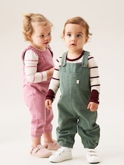 Angel & Rocket Green George Mini Twill Dungaree Set - Image 3 of 9