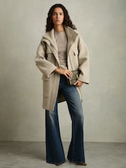 Reiss Camel Trudy Ribbed Ruched Waist Vest - Image 6 of 6