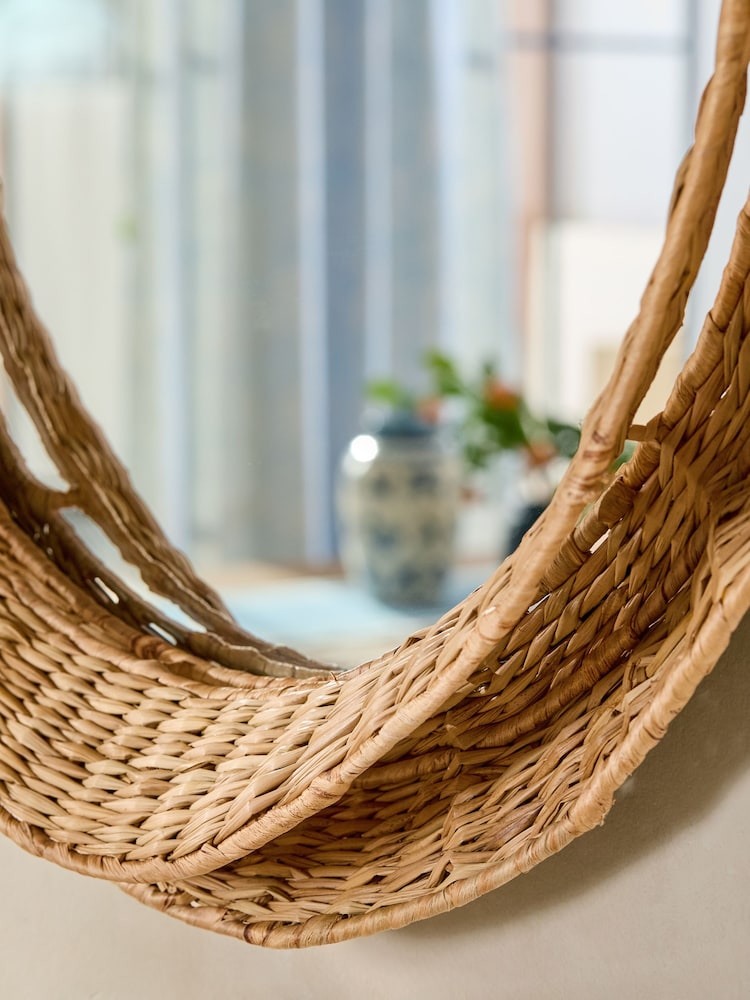 Neutral Wavy Woven Round Wall Mirror - Image 2 of 4