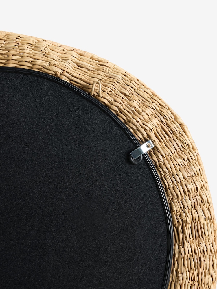 Neutral Wavy Woven Round Wall Mirror - Image 4 of 4