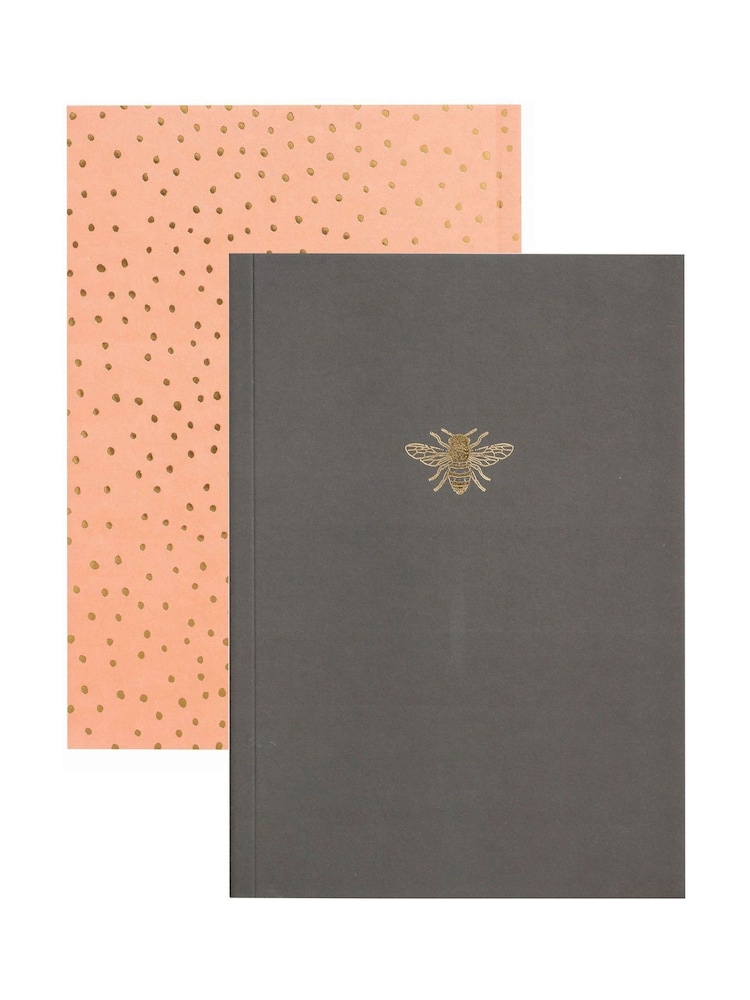 Portico Designs Black Gold Bee Faux Leather Pencil Case & 2 Notebooks - Image 2 of 6