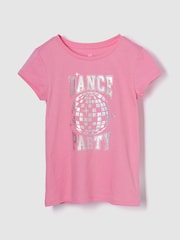 Rosa - Camiseta de manga corta y cuello redondo con estampado gráfico de Gap (4-13años) - Imagen 1 de 3