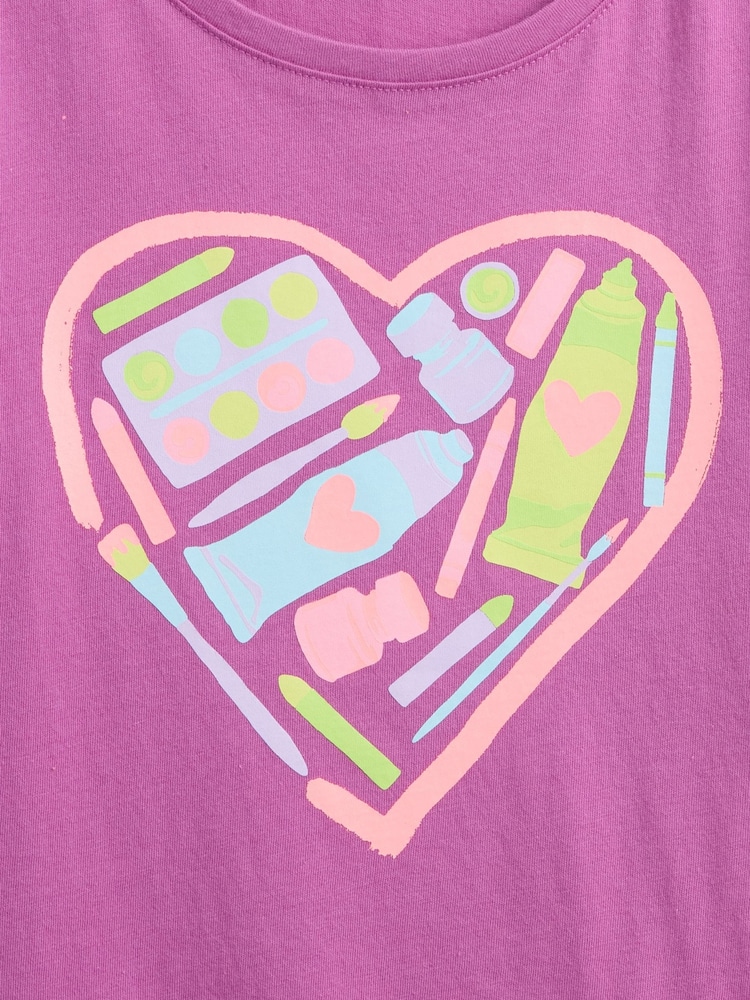 Morado - Camiseta de manga corta y cuello redondo con estampado gráfico de Gap (4-13años) - Imagen 3 de 3