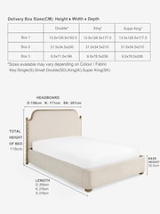 Tweedy Plain Light Natural Barley Wooden Bobbin Ottoman Storage Upholstered Bed Frame - Image 3 of 11