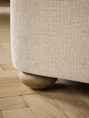 Tweedy Plain Light Natural Barley Wooden Bobbin Ottoman Storage Upholstered Bed Frame - Image 6 of 11