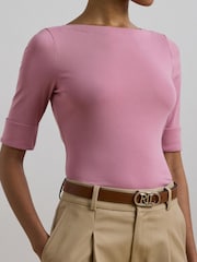 Lauren Ralph Lauren Judy Stretch Cotton Boatneck Top - Image 1 of 5