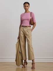 Lauren Ralph Lauren Judy Stretch Cotton Boatneck Top - Image 2 of 5