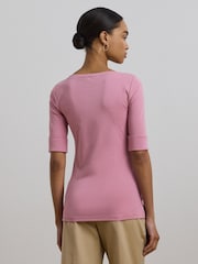 Lauren Ralph Lauren Judy Stretch Cotton Boatneck Top - Image 3 of 5
