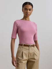 Lauren Ralph Lauren Judy Stretch Cotton Boatneck Top - Image 4 of 5