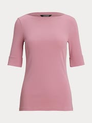Lauren Ralph Lauren Judy Stretch Cotton Boatneck Top - Image 5 of 5