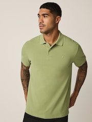 Mossa Grön - Vanlig passform - Kort ärm Pique Polo Shirt - Bild 4 av 7