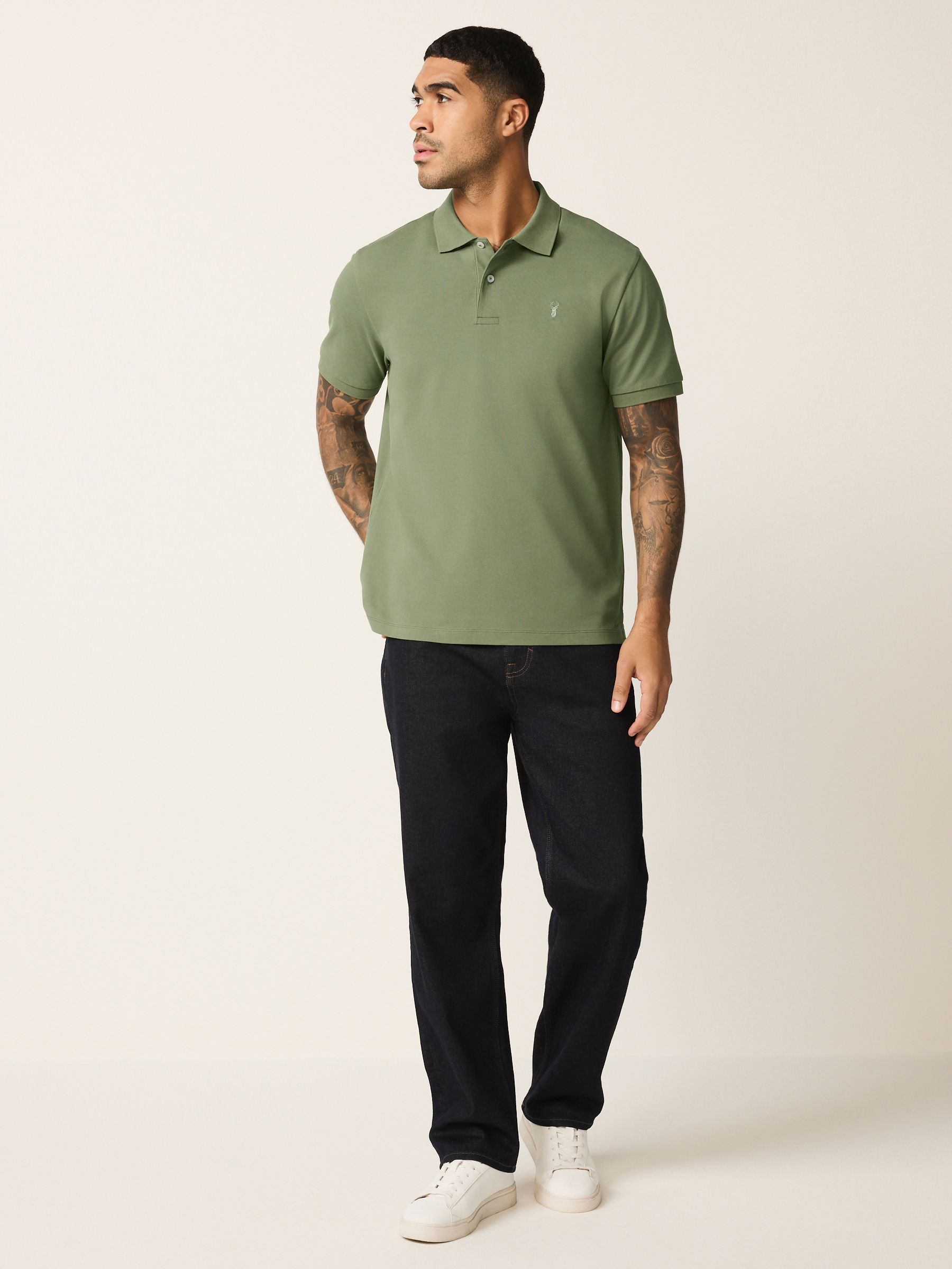 Buy Light Olive Green Regular Fit Short Sleeve Pique Polo Shirt