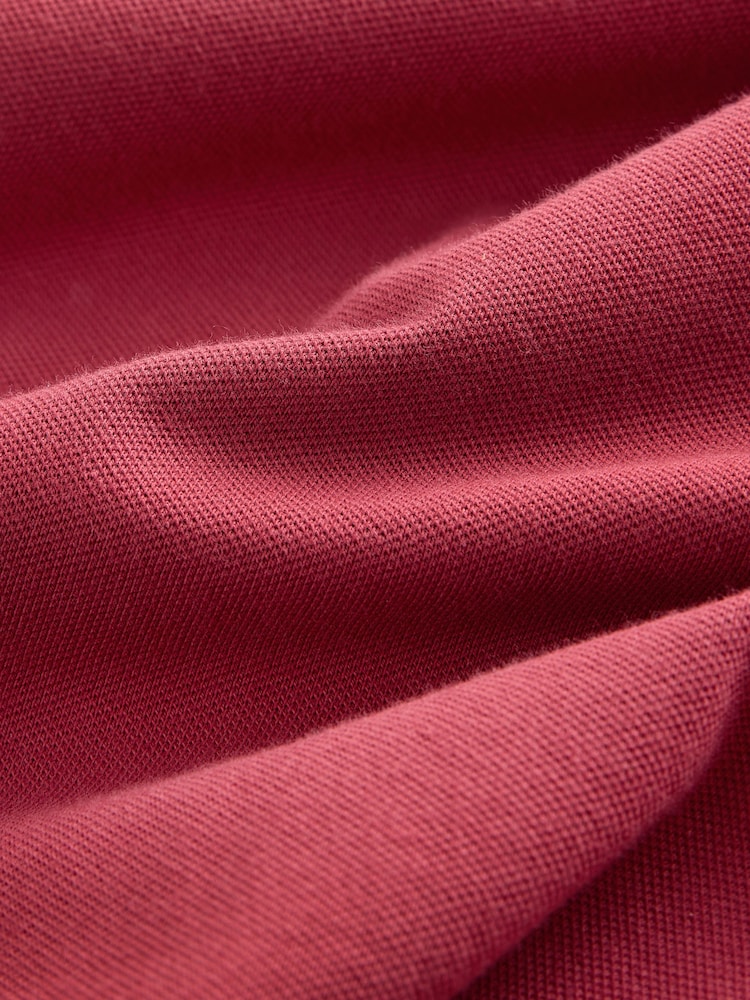 Red Regular Fit Long-Sleeve Pique Polo Shirt - Image 2 of 3 Red Regular Fit Long-Sleeve Pique Polo Shirt - Image 2 of 3