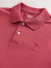 Red Regular Fit Long-Sleeve Pique Polo Shirt - Image 3 of 3