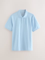 Light Blue Marl Regular Fit Short Sleeve Pique Polo Shirt - Image 5 of 7
