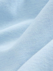 Light Blue Marl Regular Fit Short Sleeve Pique Polo Shirt - Image 6 of 7