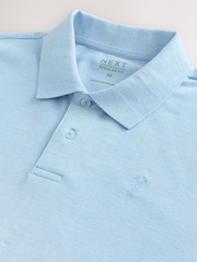 Light Blue Marl Regular Fit Short Sleeve Pique Polo Shirt - Image 7 of 7
