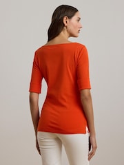 Lauren Ralph Lauren Judy Stretch Cotton Boatneck Top - Image 2 of 5