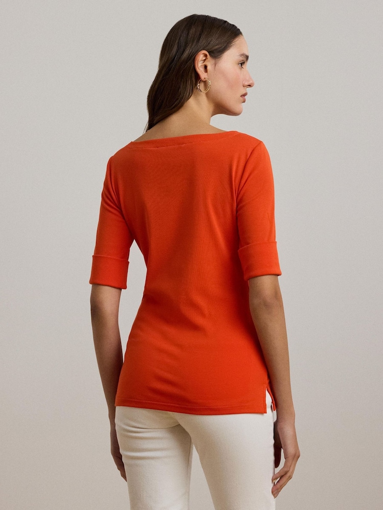 Lauren Ralph Lauren Judy Stretch Cotton Boatneck Top - Image 2 of 5