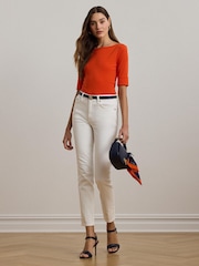 Lauren Ralph Lauren Judy Stretch Cotton Boatneck Top - Image 3 of 5
