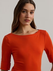 Lauren Ralph Lauren Judy Stretch Cotton Boatneck Top - Image 4 of 5