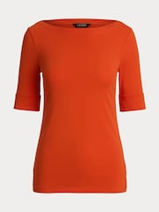 Lauren Ralph Lauren Judy Stretch Cotton Boatneck Top - Image 5 of 5