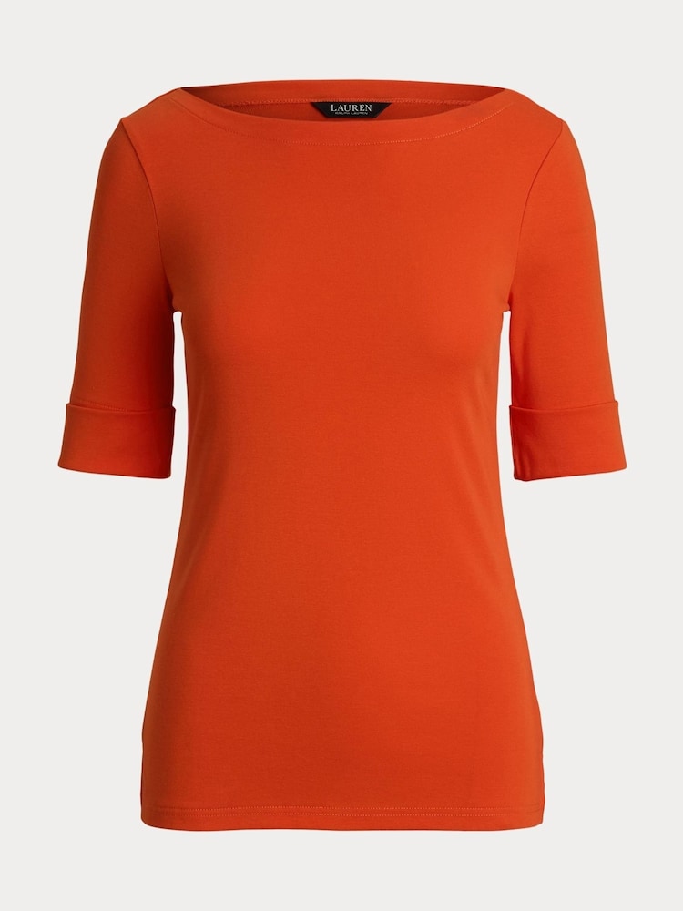 Lauren Ralph Lauren Judy Stretch Cotton Boatneck Top - Image 5 of 5