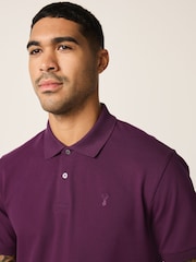 סגול - גזרה רגילה - חולצת פולו פיקה עם שרוול קצר - תמונה 4 מתוך 7