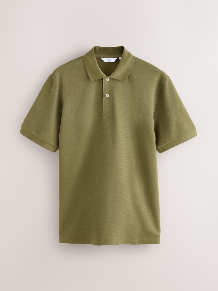 Olive Green Textured Smart Polo Shirt - Image 1 of 3 Olive Green Textured Smart Polo Shirt - Image 1 of 3
