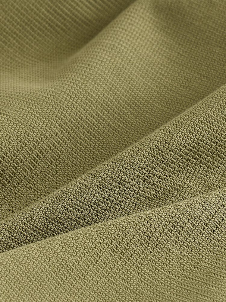 Olive Green Textured Smart Polo Shirt - Image 3 of 3 Olive Green Textured Smart Polo Shirt - Image 3 of 3