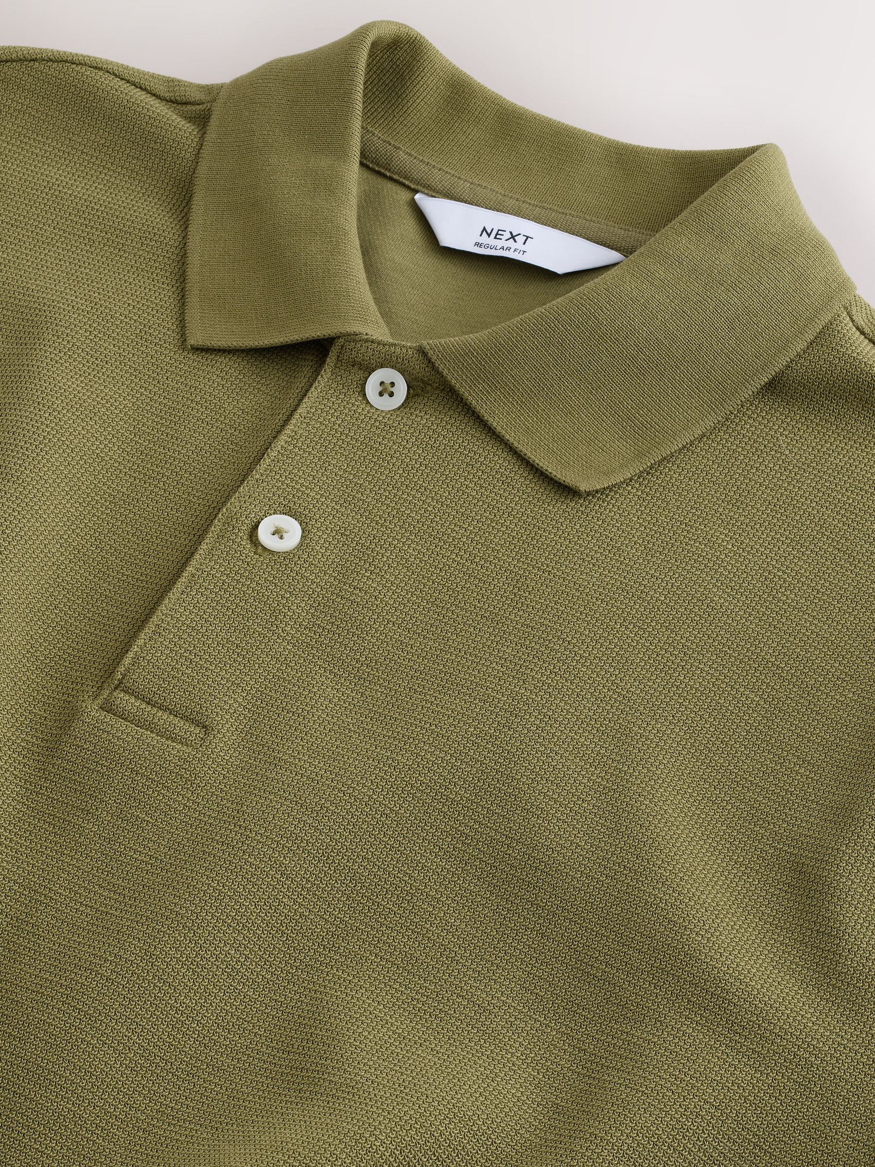 Buy Olive Green Regular Fit Textured Smart Polo Shirts from Next USA
