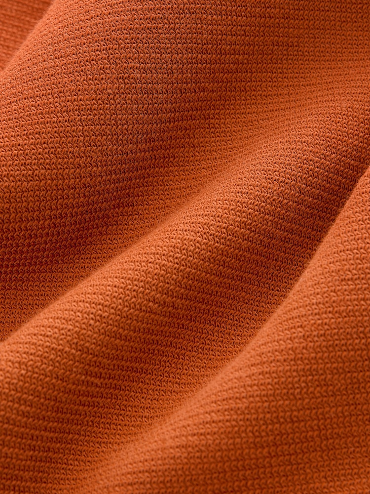 Orange Textured Smart Polo Shirt - Image 2 of 3 Orange Textured Smart Polo Shirt - Image 2 of 3