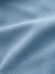 Mid Blue Short Sleeve Textured Waffle Long Sleeve Polo Shirt - Image 7 of 7