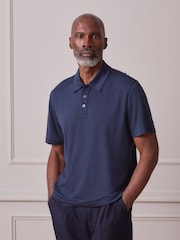 Navy Blue Signature Merino Wool Rich N. Premium Polo Shirt - Image 1 of 8