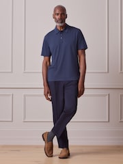 Navy Blue Signature Merino Wool Rich N. Premium Polo Shirt - Image 2 of 8