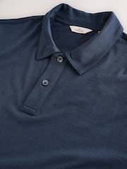 Navy Blue Signature Merino Wool Rich N. Premium Polo Shirt - Image 8 of 8
