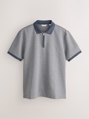 Grijs geo - N. Premium Pattern Quarter Zip Polo Shirt - Afbeelding 6 van 9